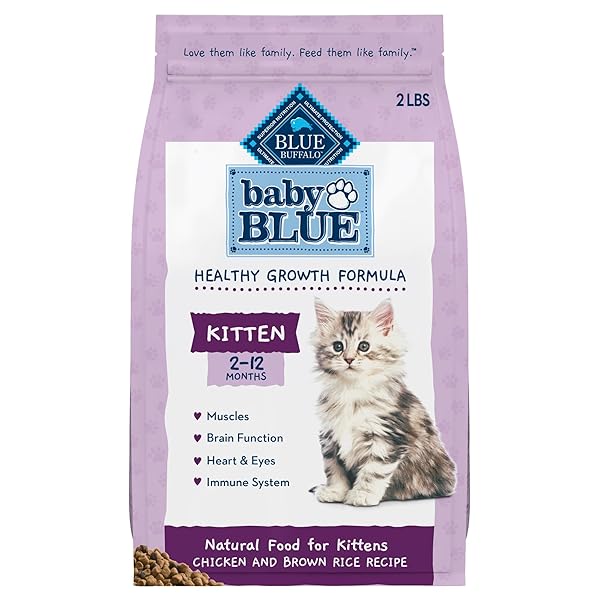 BLUE BUFFALO BABY BLUE NATURAL KITTEN DRY CAT FOOD, HEALTHY GROWTH FORMULA WITH DHA, CHICKEN AND BROWN RICE RECIPE, 2-LB BAG