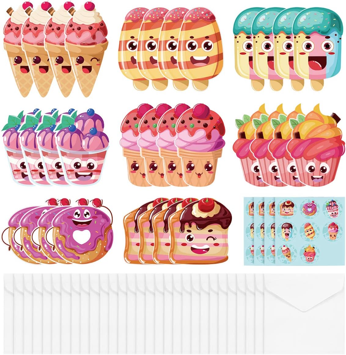 jojofuny 32pcs Greeting Cards, Cards, Paper Dessert Cake Cards for Valentines Day, As Shown
