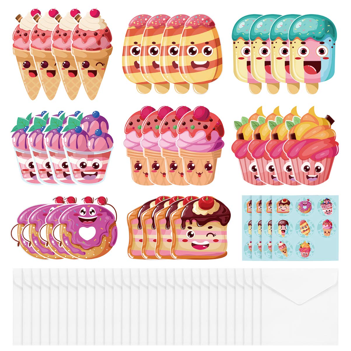 jojofuny 32pcs Greeting Cards, Cards, Paper Dessert Cake Cards for Valentines Day