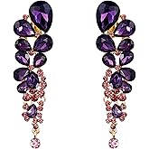 EVER FAITH Women's Austrian Crystal Gorgeous Tear Drops Wedding Dangle Clip-on Earrings