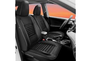 Kaomim Car seat Covers Compatible with Toyota RAV4 2019-2024 2025 LE XLE XLE Premium Limited Automotive Cushion Protector Replacement, Waterproof Faux Leather(not for Hybrid/Full Set, Black)