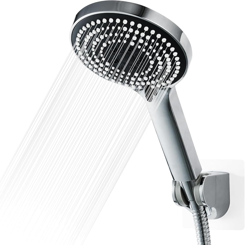 OFFO Shower Head and Hose Set 6 Modes Large 130mm Diameter Chrome