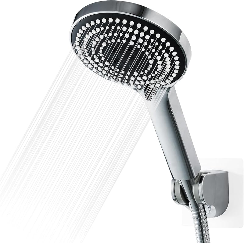 OFFO Shower Head and Hose Set 6 Modes Large 130mm Diameter Chrome