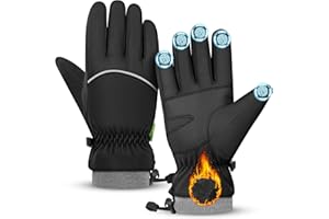 héBei Winter Gloves, Warm Ski Snow Windproof Waterproof Gloves Touchscreen Breathable Heated Gloves for Bike, Cycling, Runnin