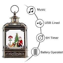 Christmas Snow Globe Lantern Water Glittering Santa