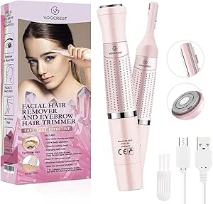 Eyebrow Trimmer &amp; Facial Hair Removal for Women, 2 in 1 Eyebrow Razor and Hair Remover, Rechargeable Painless Eyebrow Lips Body Face Razors for Women…