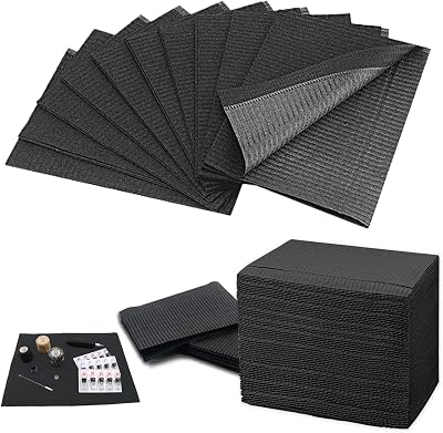 TONBAO Black Disposable Dental Bibs 50PCS Waterproof 3 Ply 13" x 18" Tray Covers