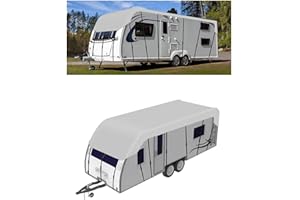 HFKJway Rv Cover 210D Oxford Cloth Rv Covers for Roof Only Wind, Rain and Snow Proof Popup Camper Covers Truck Camper Cover,Grey-7m×3m