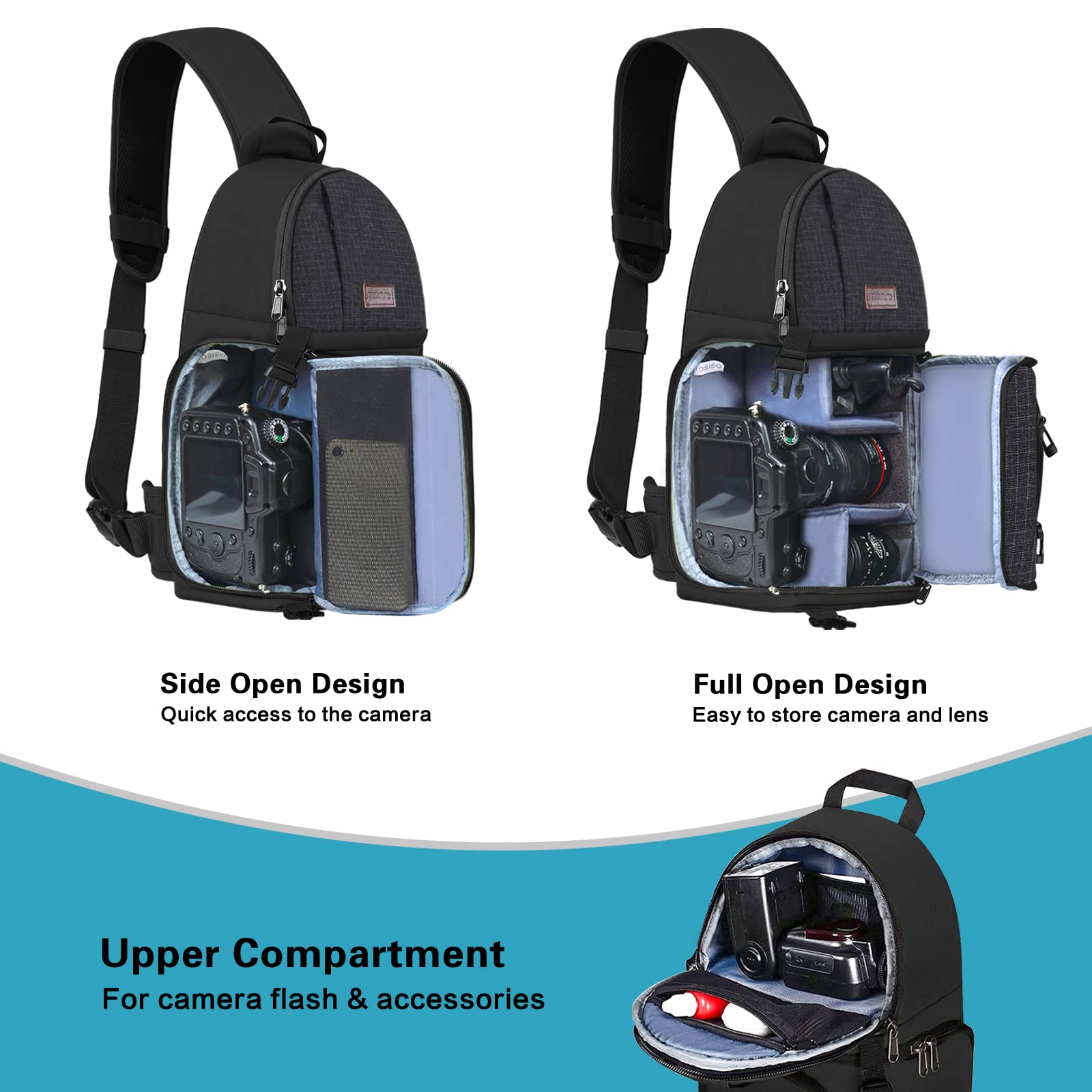 MOSISO Camera Sling Bag, DSLR/SLR/Mirrorless Camera Backpack Case Shockproof Photography Backpack with Tripod Holder & Removable Modular Inserts Compatible with Canon/Nikon/Sony/Fuji