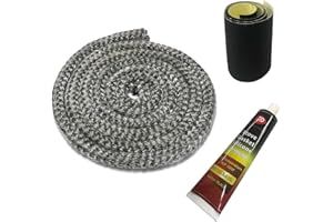Protalwell Wood Stove Gasket, 1/2" Wood Stove Door Gasket Kit, High Temperture Resistant Gasket Rope Replacement for Stove or Fireplace Doors, Grey Color Fiberglass Gasket