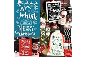 Alinacutle 1PC 11in x 8.5in We Whisk You A Merry Christmas Silk Screen Stencils Reusable Self-Adhesive Silk Screen Printing, Christmas Sentiments Stencils for Printing on Wood/Fabric/Wall Home Decor