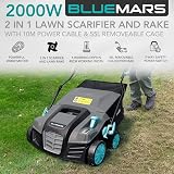 Bluemars 2000W Lawn Scarifier and Aerator 40cm 55L Fold Handle 10m Cable view 2