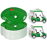 Whaline 90Pcs Golf Party Plates Napkin Set Green Sport Ball Paper Plates Golf Cart Disposable Napkins for Hole in One Birthday Tableware Supplies, Serves 40