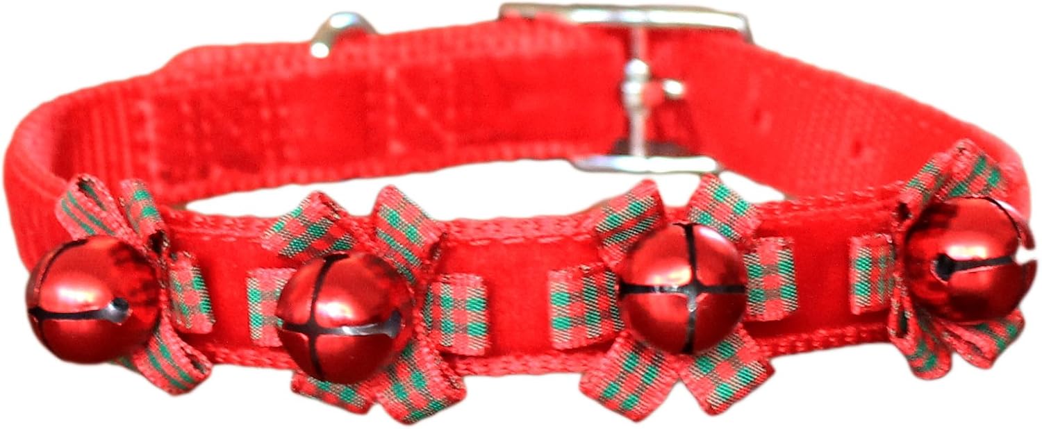 Christmas Dog Collar. Glamorous and luxurious, Soft Jingle Bell red