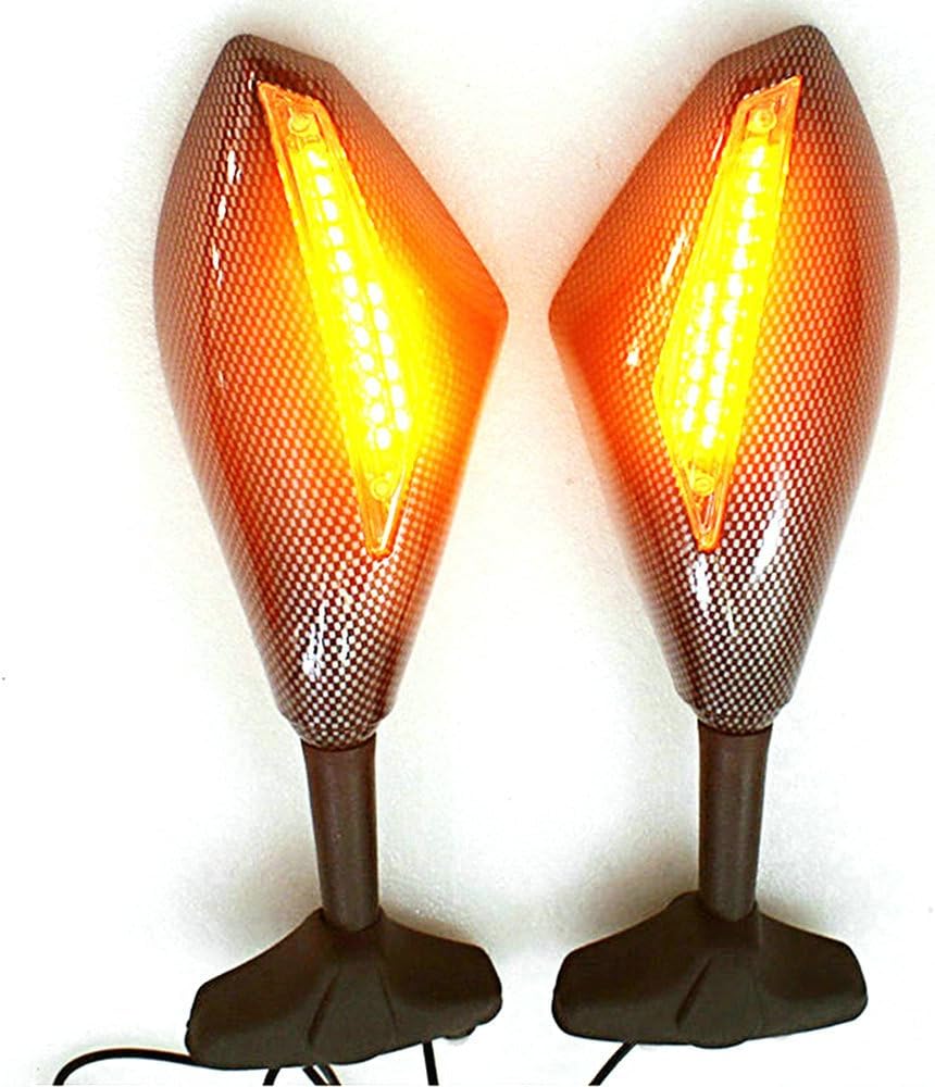 Yibid Integrated Motorcycle LED Turn Signal Light Mirrors Compatible with Suzuki SV650S 2003-2008, SV1000S 2003-2007, GSF 1200S BANDIT 2001-2005,GSF 600S, Carbon Fiber Look style (Smoke Len)