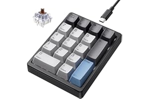 Kisnt Mechanical Number Pad, Hot Swappable Numpad Wired USB 17 Keys Numeric Keypad with PBT Keycaps White Backlit Keypad for Laptop PC TKL Keyboards (Brown Switch)