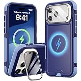 Follaroma for iPhone 17 Pro Case with Stand, Built-in Camera Cover, Compatible with MagSafe,Heavy Duty Shockproof Protection Phone Case,Anti-Drop, Magnetic Dual Layer Protective Cover,6.3",Blue-Purple