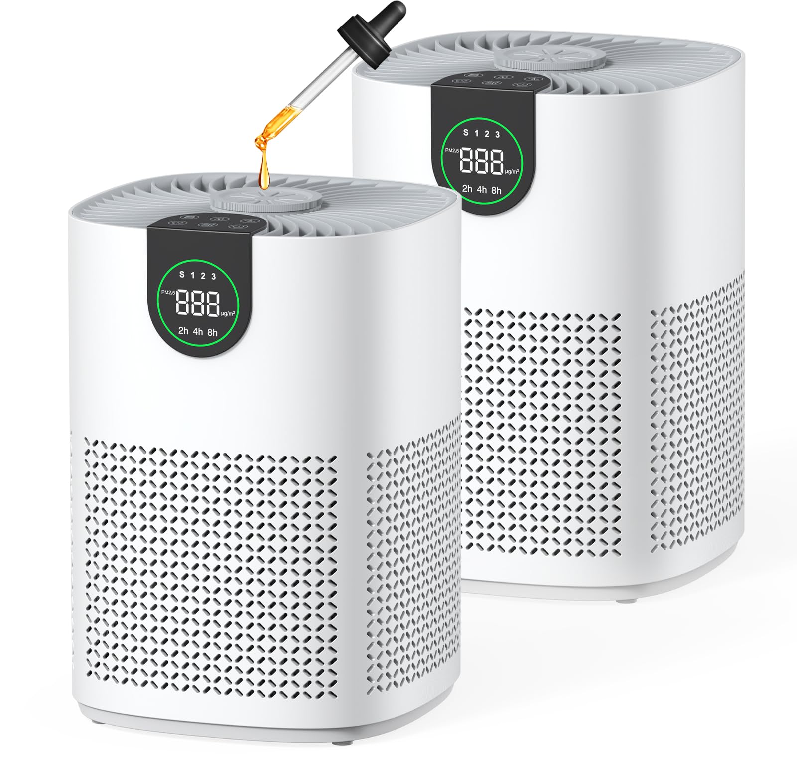 VEWIOR 2 Pack Air Purifiers for Home, Air Purifiers for Bedroom Large Room up to 1200 sq.ft with H13 HEPA Washable Filter, Aromatherapy, PM2.5 Display, Sleep Mode, Auto Mode for Dust, Smoke, Pets Hair