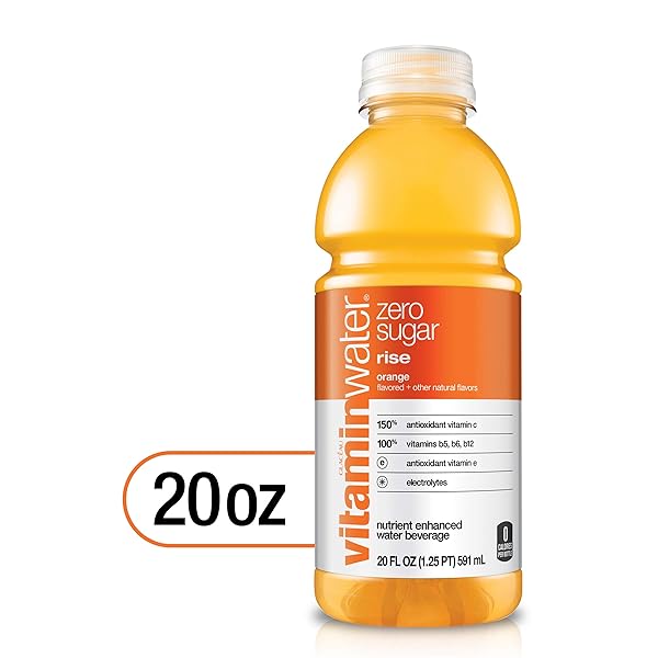 VITAMINWATER ZERO SUGAR RISE ORANGE NUTRIENT ENHANCED FLAVORED WATER BEVERAGE, 20 FL OZ BOTTLES, 12 PACK
