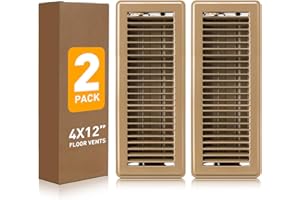 VE NI SCC Floor Register 4x12, Heavy Duty Steel Walkable Floor Vent Covers, Air Vent Covers with Adjustable Air Supply Lever for Home Floor, Sidewall, 2 Pack, Brown