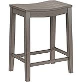 Hillsdale Fiddler Wood Backless Counter Height Stool with Saddle-Style Seat, Aged Gray