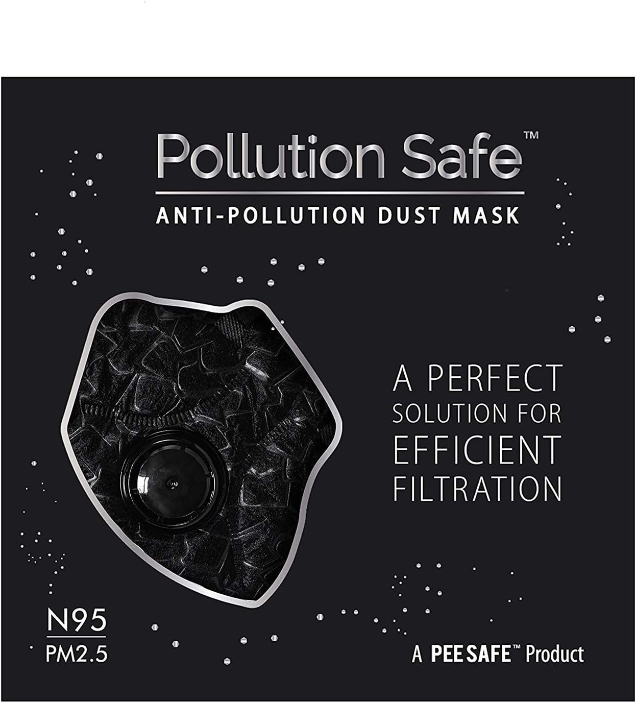 METREY Pollution Safe Reusable PM 2.5, N95, 4 Layered Filtration Anti Pollution and Anti Dust Mask for Men and Women (Black) Pack of 1
