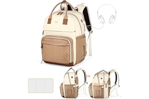 Tonyeee Extra Large Diaper Bag for 2 Kids, Diaper Bag Backpack, Twin Diaper Bag 25-37L Expandable with Changing Pad and Earphone Hole, Apricot Beige
