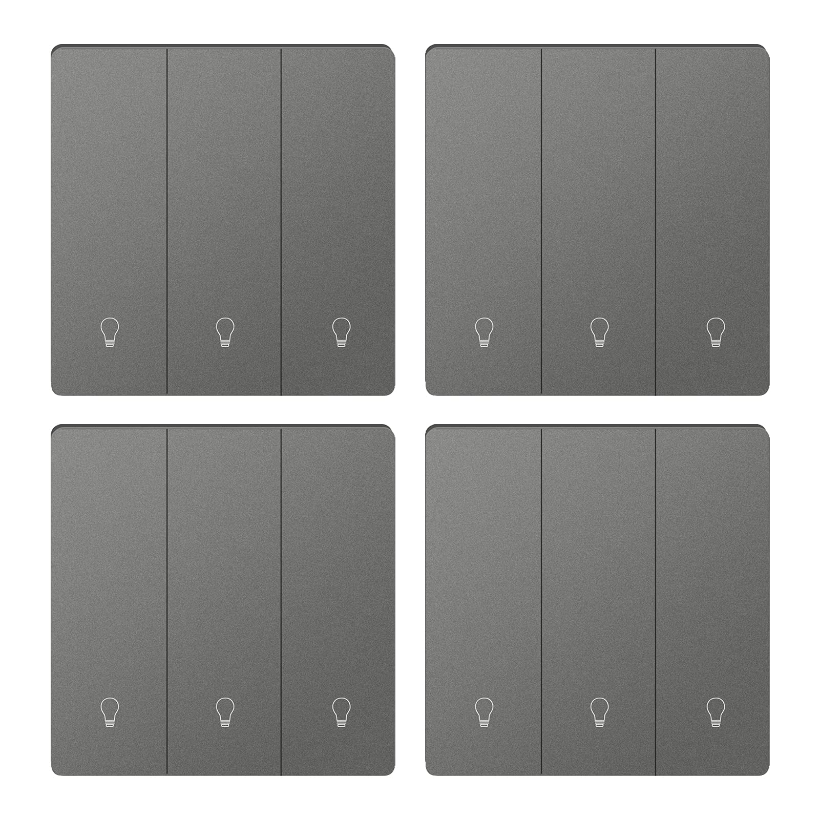 ZigBee Smart Light Switch, Work with Alexa Google Home, Pushbutton Switch with Backlight, Neutral Wire Required, Zigbee Hub Required (3way-4pack)