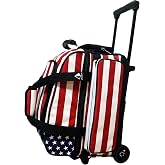Pyramid Deluxe Double Roller 2 Ball Bowling Bag with Large Separate Shoe Compartment (Up To 2 Pairs Of Shoes) and Accessory Pockets, Sturdy Square Handle - Extends to 40" - Pro Options Available