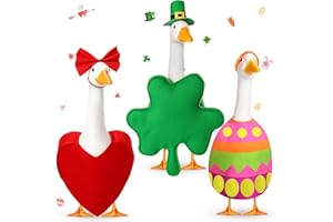 FuWeave 3 Set Valentine's Day Goose Outfit St. Patrick Easter Lawn Porch Animal Clothes Goose Easter Patio Yard Lawn
