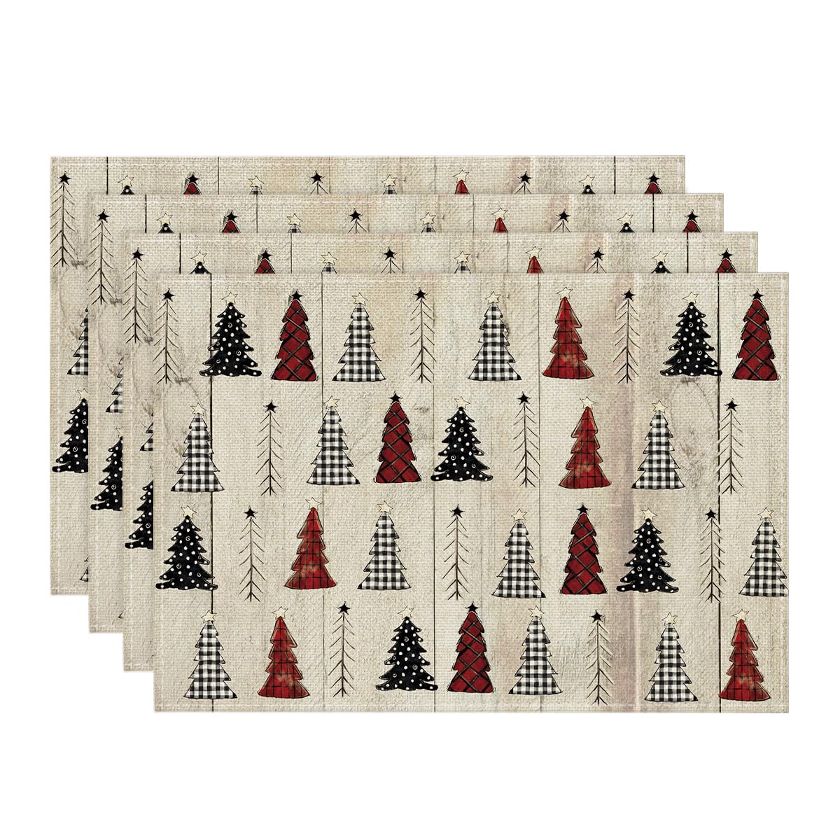 View 1 of **MISSING 2**
Artoid Mode Wood Xmas Tree Merry Christmas Placemats Set of 4, 12 x 18 Inch Seasonal Winter Table Mats for Party Kitchen Dining Decoration