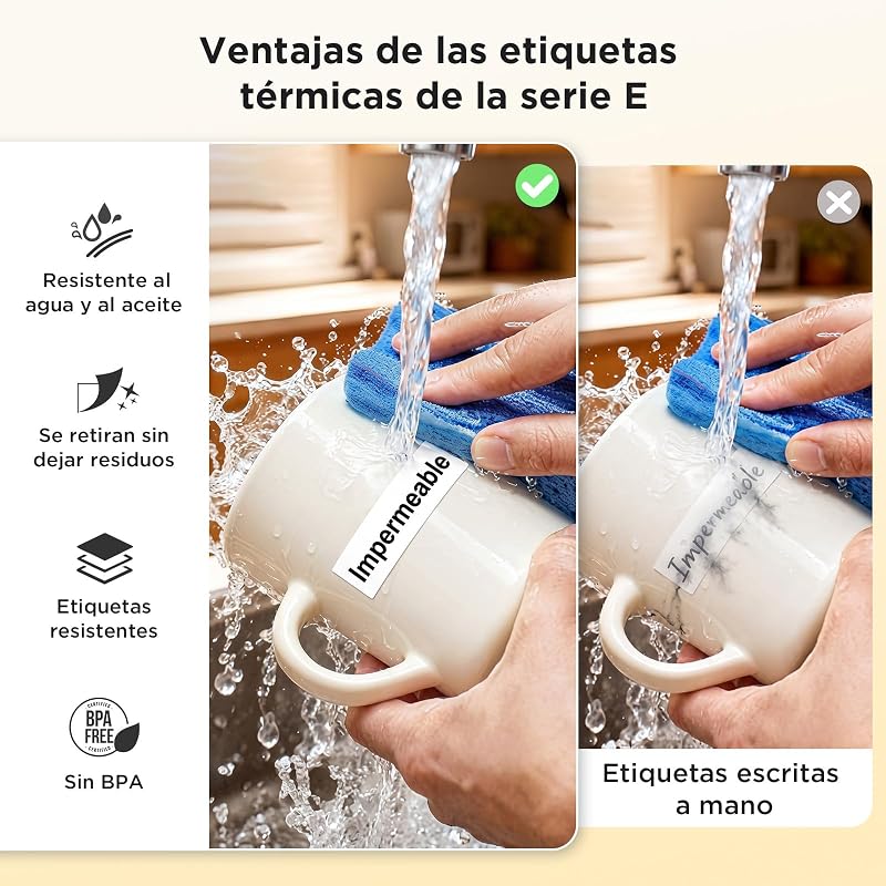 E10 Etiquetadora Bluetooth con con 3 Rollos 6m Impermeable Etiquetas
