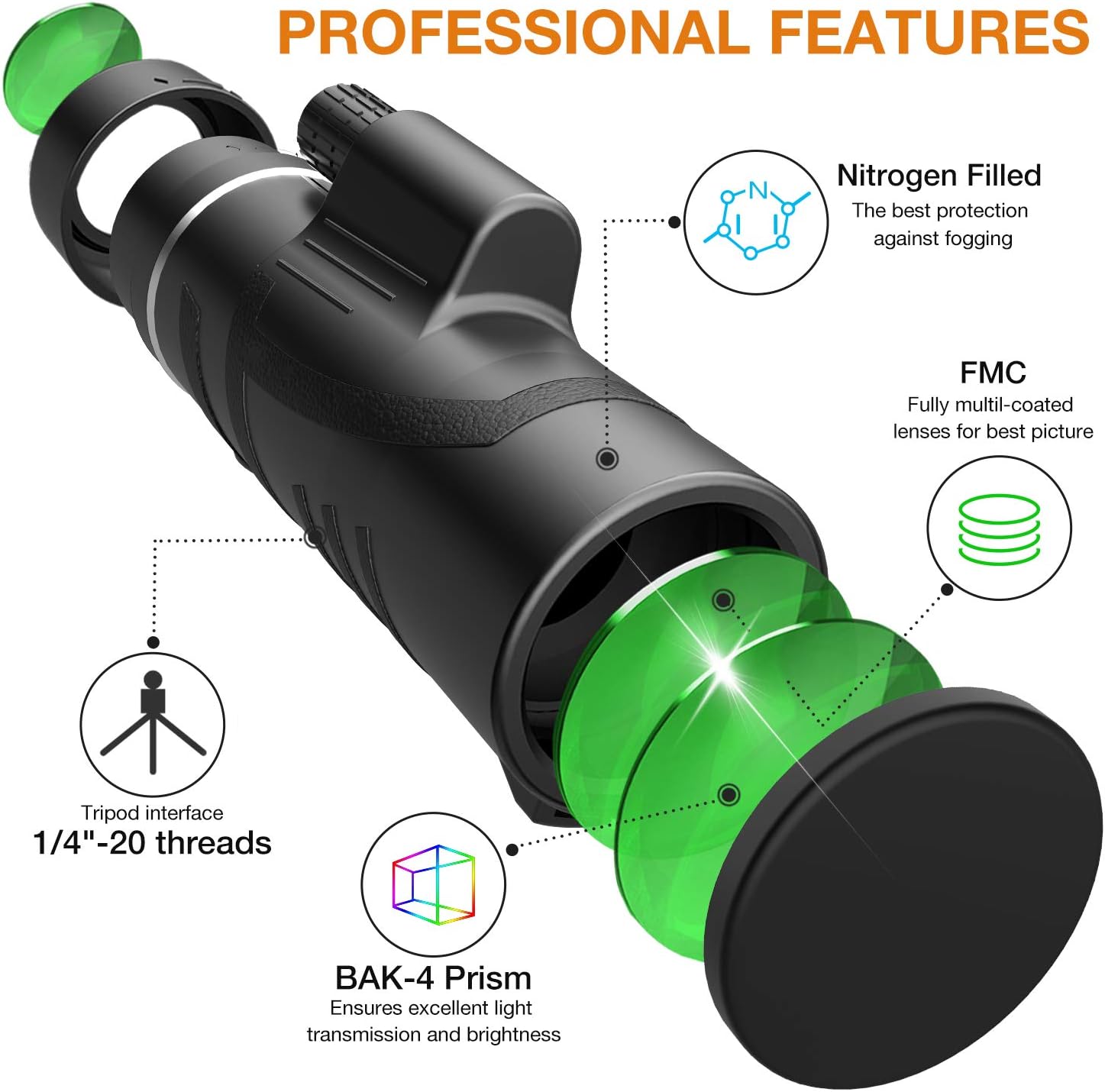 Monocular Telescope - 12X42 High Power Monocular for Bird Watching, IPX7 Waterproof HD Monocular with Tripod Made by Hyper FMC BAK4 Prism & Eco-Friendly Materials : Camera & Photo