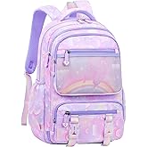 Kids Backpack for Girls Cute Rainbow Butterfly Backpacks for Teen Girls Age 8-12 Kindergarten Elementary Bookbag,Purple