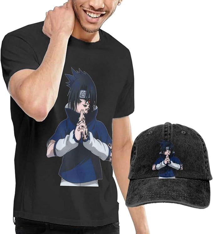 QAZEDC Naruto Uchiha Sasuke Camiseta de manga corta para hombre