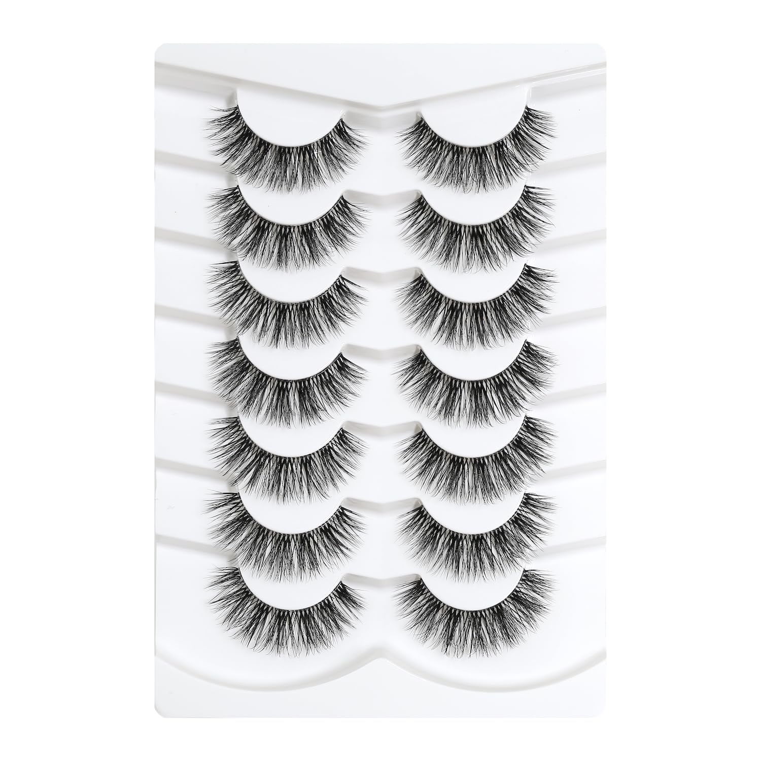 3D Clear Band False EyeLashes Soft Faux Mink Lashes Wispy Fluffy Eyelashes Natural Cat Eye Short Reusable 7 Pairs Happy Heartbeat (No.198) — image 1