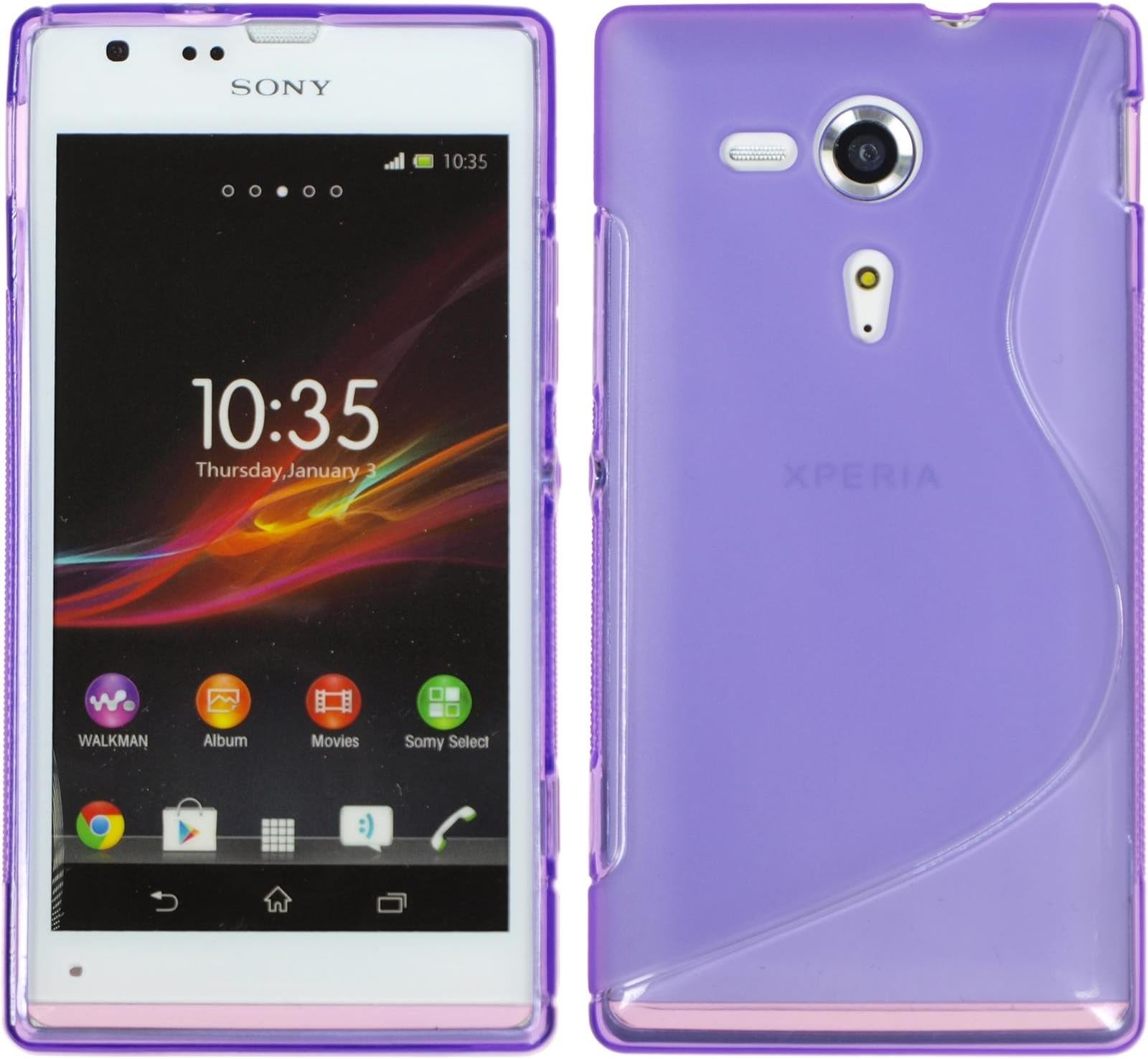 PhoneNatic Silicone Case Compatible with Sony Xperia SP - S-Style Purple Cover + Protective foils