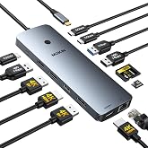 MOKiN Laptop Docking Station Dual Monitor 4K HDMI USB C Hub for Dell/HP/Mac | 14-in-1, 2 HDMI 2 DP,Triple 4K, 87W PD, Ethernet, SD/TF Card Reader, Turn off Screen Button, USB C Dock for Laptop, MacBook