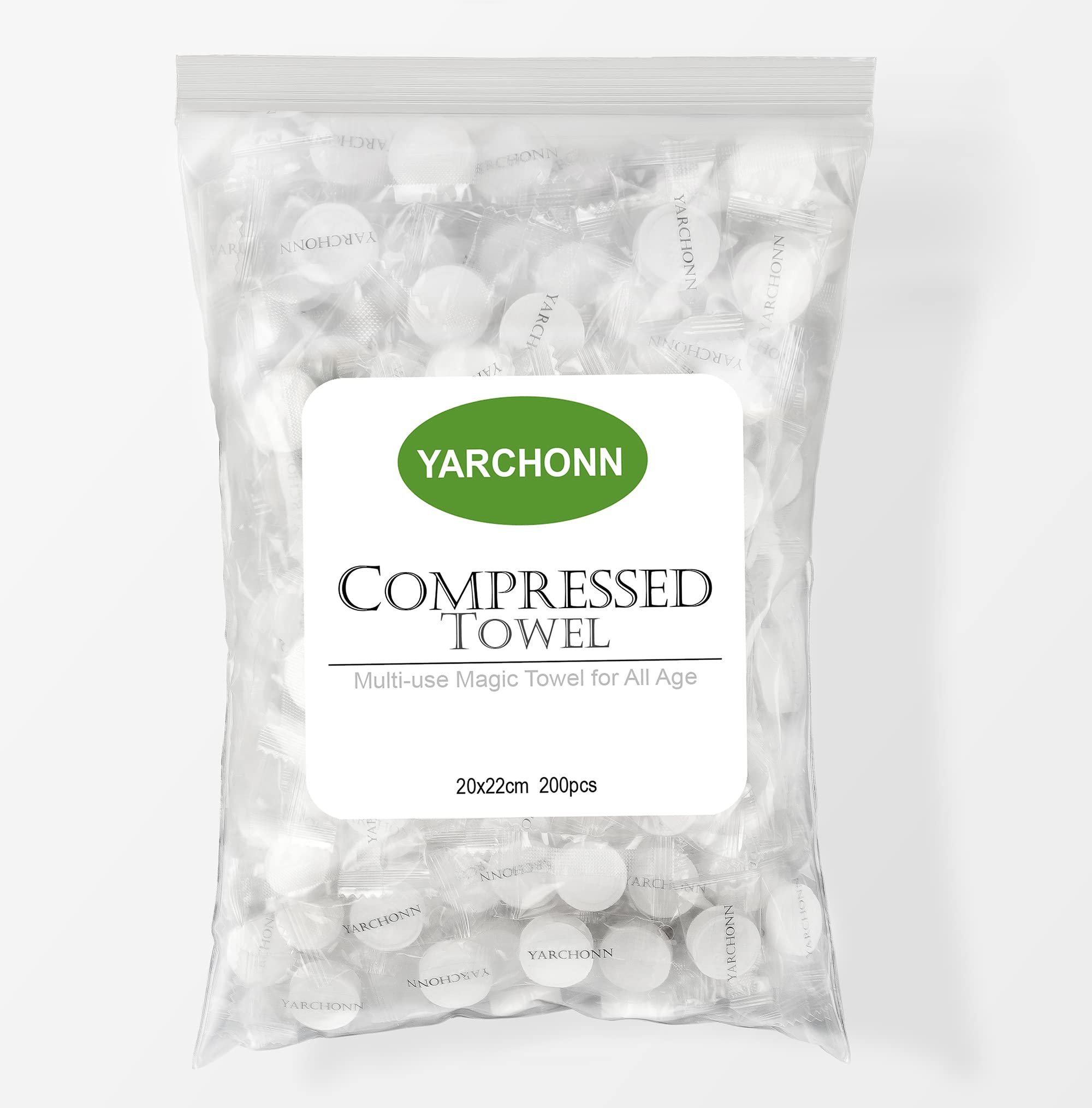 Yarchonn 200pcs Face Towel Coin Sized Compressed Hand Towels Portable Compact Disposable Wipes Tissues Handy for Outdoor Hiking Camping Traveling or Home Wipes
