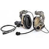 GLECTICAL Tactical Headset with Arc rail adapter,Sound Pickup communication headset with U94 PTT Kenwood 2 Pin for Arc rail helmet Airsoft