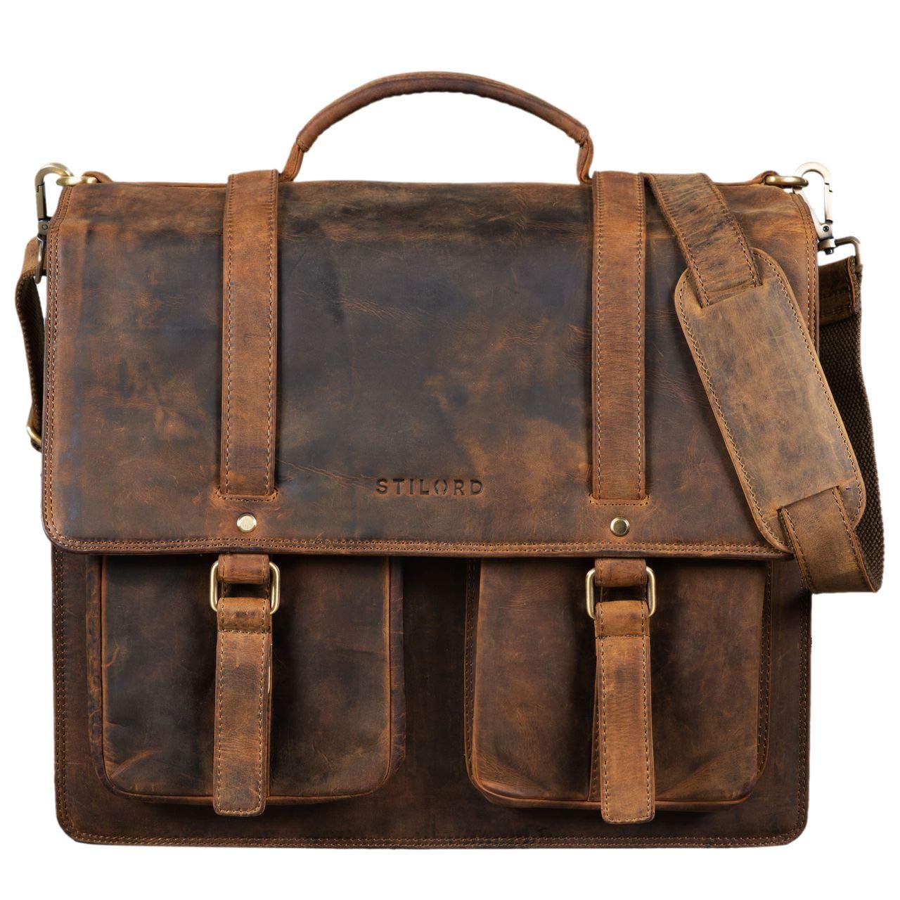 Maletines y bolsas para portátil STILORD Fernando Bolso Bandolera Cuero  para Profesor o Negocios Grande XL Maletín para Portátil de 14 Pulgada de  Piel Color:Kara Cognac Equipaje pomar.com.co