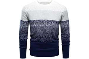 ALLOVIN Men’s Gradient Stripe Knit Sweater – Slim Fit, Soft Wool Blend, Warm & Stylish for Fall Winter