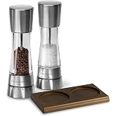 Cole &amp; Mason Derwent Grinders, 7.5" Salt &amp; Pepper Mill Set with Tray | With 9 Precise Grinding Levels for Fine or Coarse Granules, Easy-to-Refill, Gourmet Precision Grinders for Fresh Spices