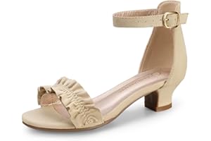 PANDANINJIA Girls Heels Dress Shoes Sandals Flower Girl Wedding Party Pumps Cynthia Toddler Little Big kid Shoes