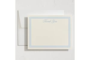Minted Classic Start Stationery Cards, Blank Thank You Cards and Envelopes, Thank You Notes for Handwritten Messages, Note Cards & Stationery Set for Women and Men, Powder Blue Color Theme