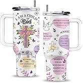 Uibunoo Christian Gifts for Women, I Am a Child of God 40 Oz Tumbler with Handle & Straw, Religious Gift for Thanksgiving Christmas, Faith Inspirational Bible Verses Jesus Spiritual Gift, 1 PCS