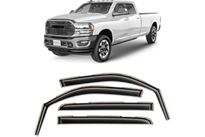CLIM ART in-Channel Incredibly Durable Rain Guards for Dodge RAM 2500 3500 2019-2024 Crew Cab,Original Window Deflectors,Vent Deflector,Vent Window Visors,Dark Smoke Truck Accessories,4pcs- 609006LPv