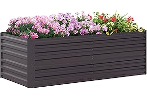 Outsunny Raised Garden Bed, 6' x 3' x 2' Galvanized Steel Planters for Outdoor Plants with Multi-Reinforced Rods for Vegetabl