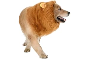 KREYFER Dog Lion Mane Costume - Realistic Mane with Ears for Medium to Large Sized Dogs, Pet Halloween Costumes Birthday Party Cosplay Apparel