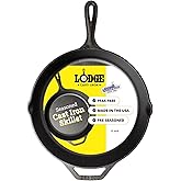 Lodge Seasoned Cast Iron Skillet 12 Inches - PFAS-Free, Non-Toxic Cookware - Use with an Oven, Stove, Grill, or Campfire - Na
